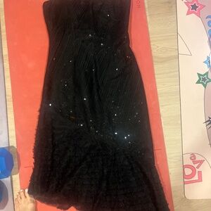 Black Sequin Strapless Dress